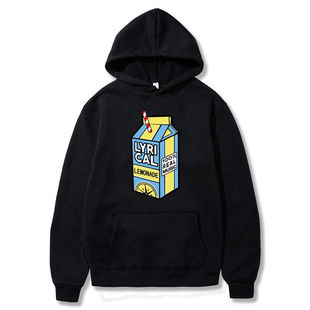 New Cross-Border Lyrical Lemonade Lemon Print Rap Straw European and American Velvet Sweatshirts for Men and Women in Stock