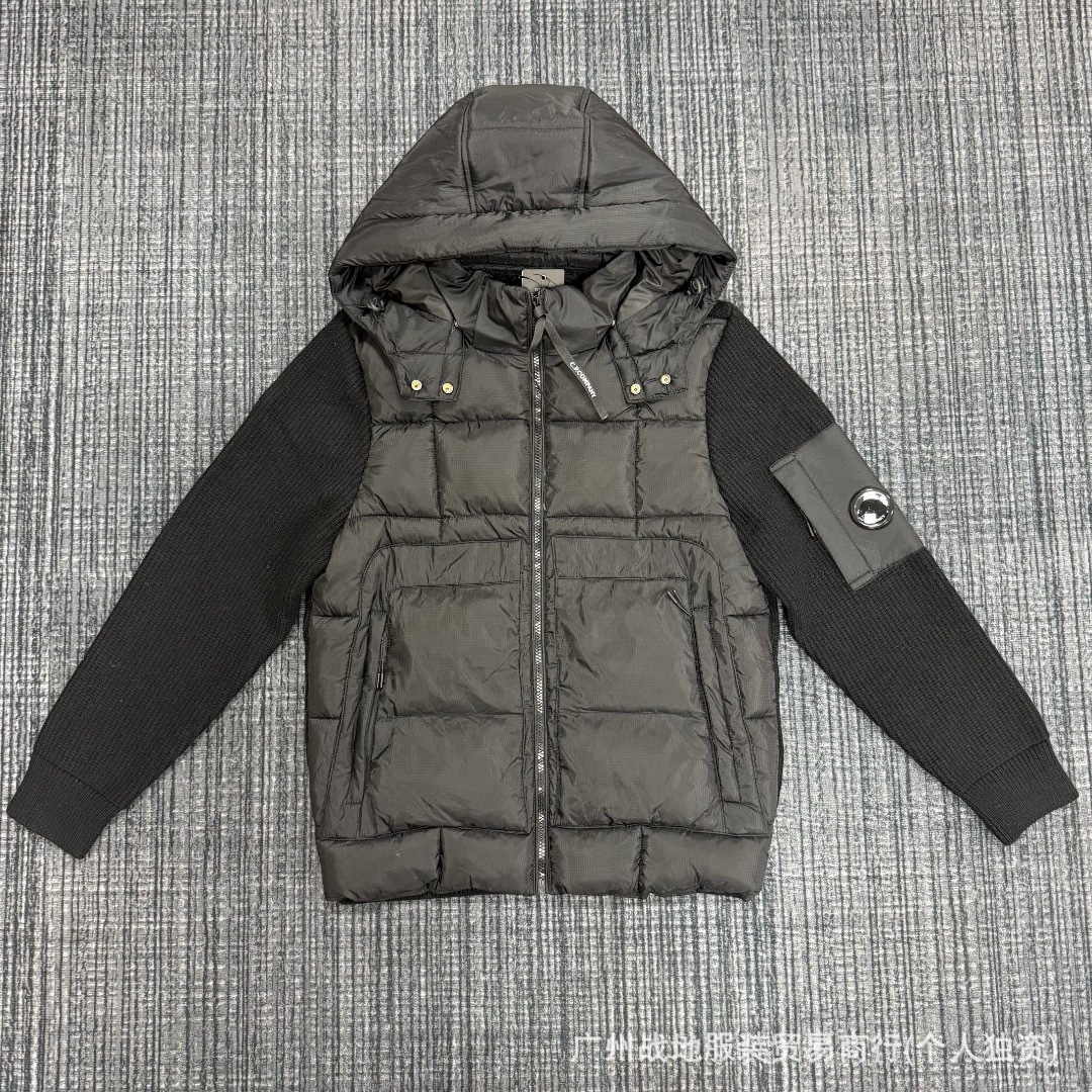 C.P. Company Knit Panel Puffer Down Jacket Black
