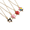 Copper golden fresh accessory, fashionable multicoloured necklace, Korean style, simple and elegant design