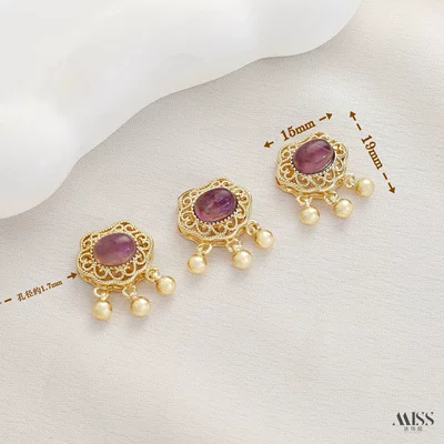 amethyst, plated with real gold and — Zərgərlik ara hissələri - gold-natural-amethyst-ruyi-lock-1-piece