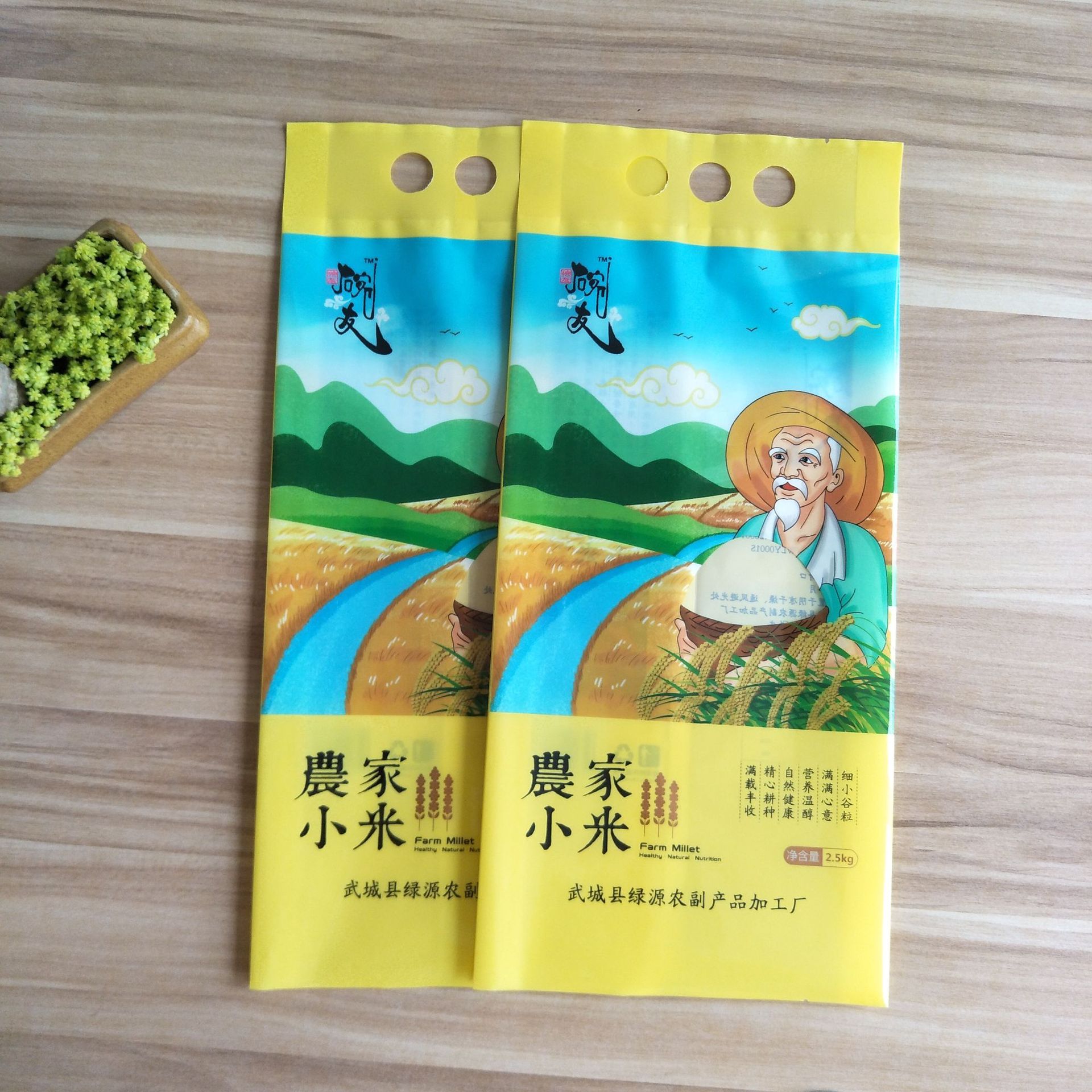 厂家直销大米小米手提包装袋 背封折边包装袋 五谷杂粮包装袋工厂