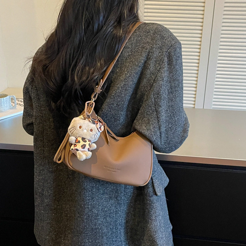 Túi đeo chéo nữ kiểu túi sủi cảo mini, đeo vai và kẹp nách, phong cách thanh lịch đi làm — Gạo trắng không có mặt dây chuyền, Màu cà phê Không có mặt dây chuyền, Màu nâu không có mặt dây chuyền, Đen không có mặt dây chuyền chi tiết 20