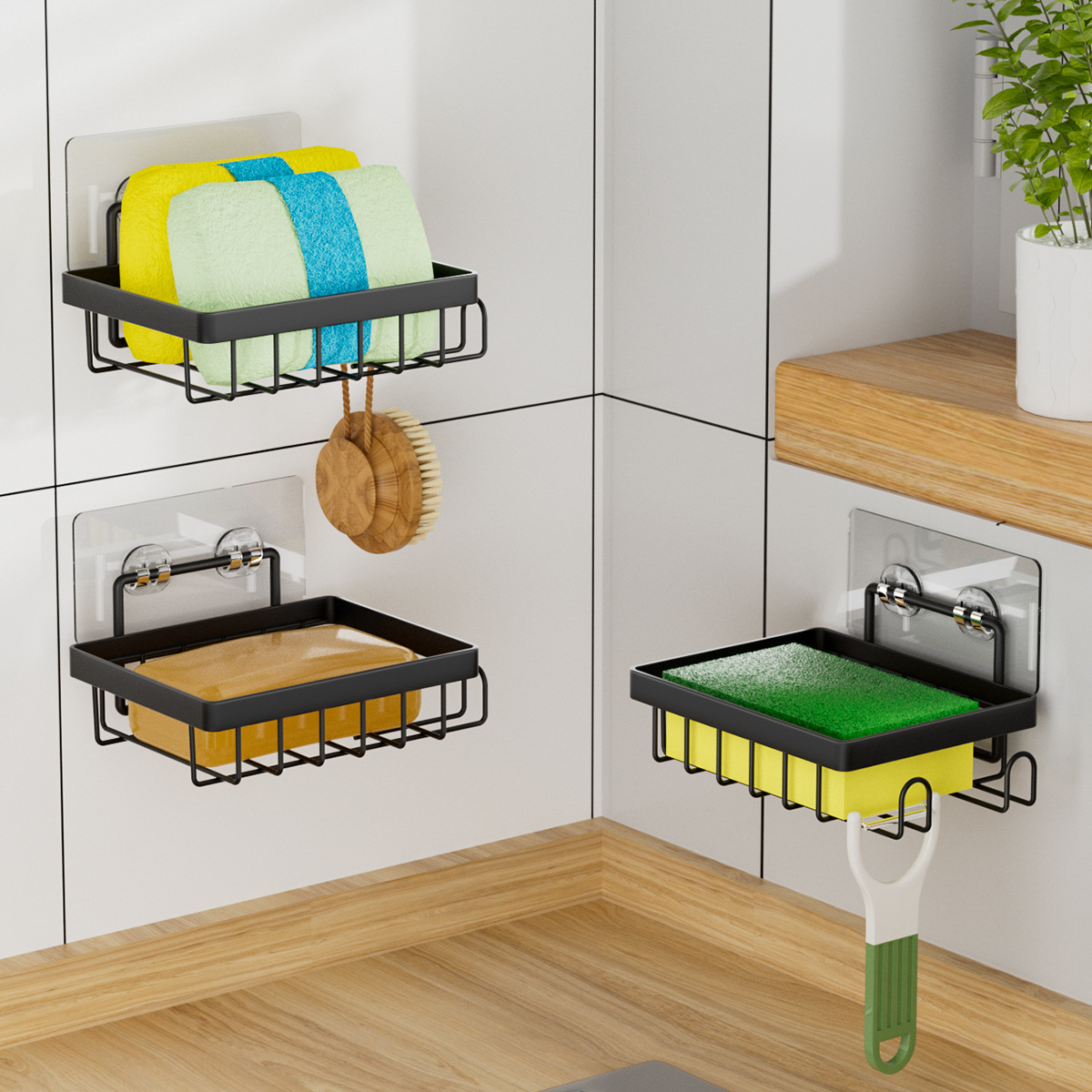 Jabonera de Acero Inoxidable, Estante de Almacenamiento para Baño, Jabonera de Doble Capa con Drenaje, Organizador con Diseño de Drenaje