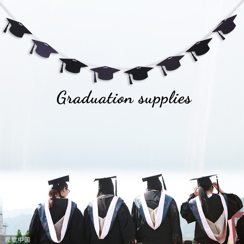 Graduation Season Flag Banner Pendant Kraft Paper Photo Frame Decoration Graduation Theme Scene Layout Latte Art Wholesale