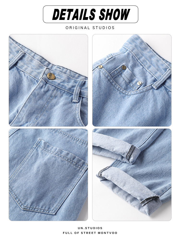 Jeans Men's 2023 New Loose Straight Casual Pants Wide Leg Pants Men's Autumn Thin Cropped Pants