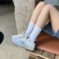 秋季厚底真皮小白鞋星星鞋女2025新款增高运动休闲鞋百搭轻便女鞋