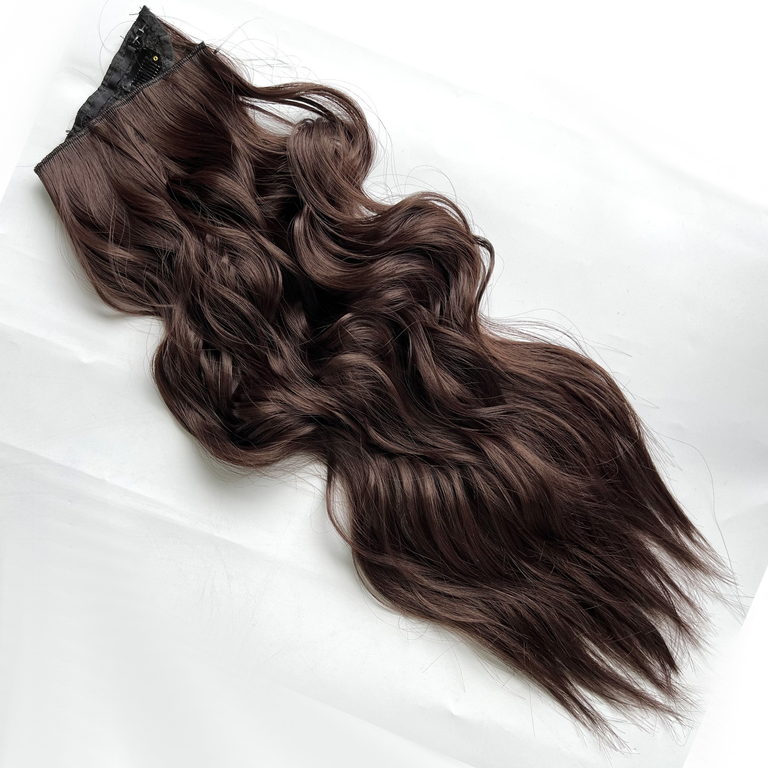 Peruca con 4 clips línea de pescado ondas invisibles extensión de cabello largo