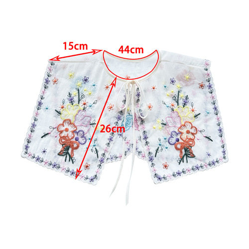 Hot selling navy collar embroidered flower apricot color shawl T-shirt decoration fake collar new color embroidered cloud shoulder fake collar