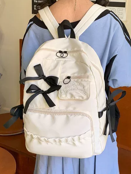 Junior High School Student Schoolbag, Female College Style, Cute Bow, High School Student Backpack, Soft Girl, Large Capacity Backpack