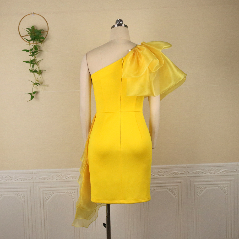 Damenbekleidung Sexy schulterfreies durchsichtiges Organza-Partykleid mit hoher Taille und Hüftrock in Übergröße_voghion.com