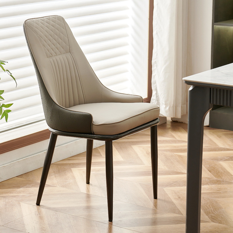 silla de comedor doméstica silla de lujo ligera silla de respaldo taburetes balcón sala de estar silla de comedor de cuero silla de comedor de metal silla de comedor