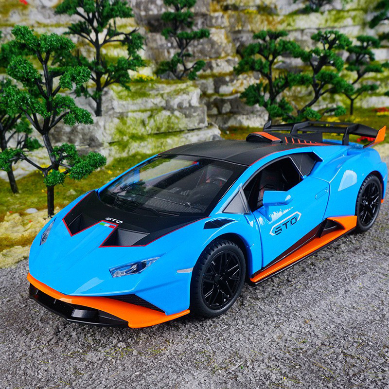 Jin Lifang 1:24 Lambo Hurricane STO sound and light pull-back car children's toys simulation alloy car model ornaments Jin Lifang 1:24 Lambo Hurricane STO sound and light pull-back car children's toys simulation alloy car model ornaments