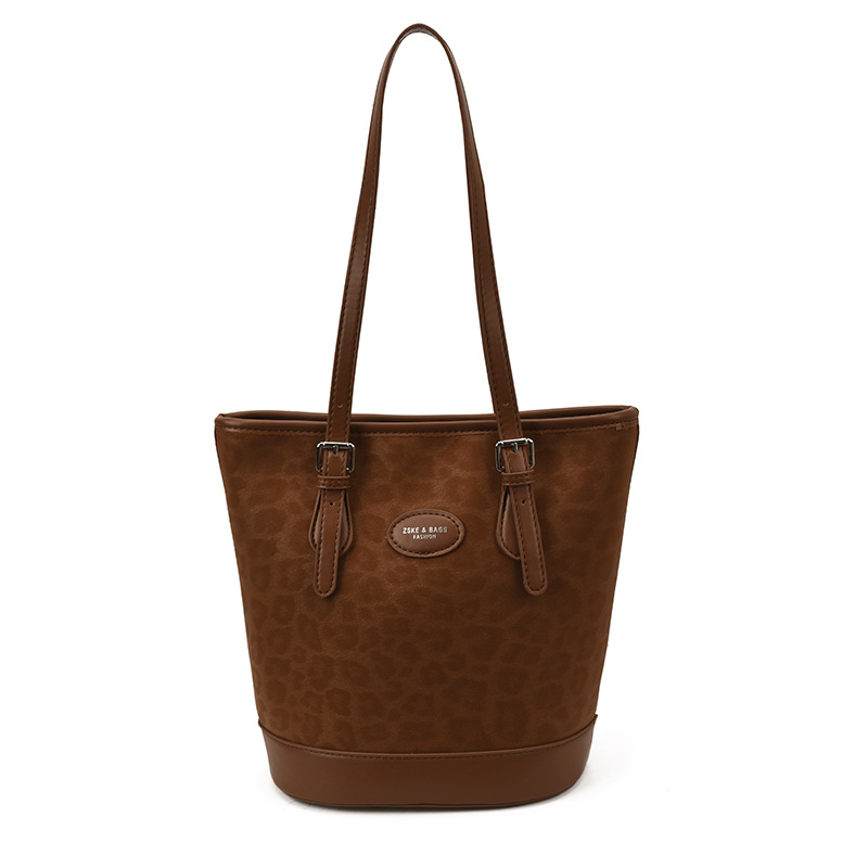 Cross-border 2025 otoño y invierno nuevo retro leopardo bolso de brazo de moda de viaje bolso de cubo de mujer moda coreana bolso de hombro