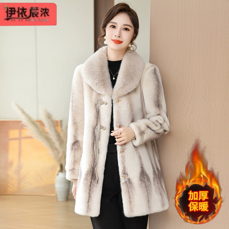 Благородная материнская шуба из искусственного меха, утолщенная, шириной в 50 лет, женская шуба из искусственной норки среднего и пожилого возраста, Топ для женщин