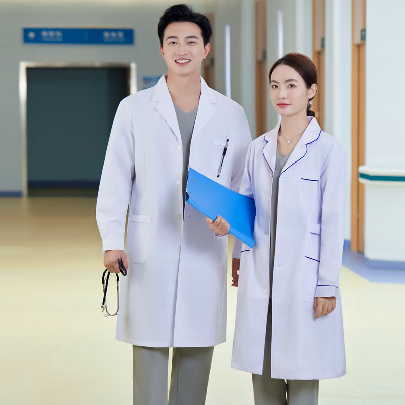 High-end white coat long sleeve doctor's clothing men's and women's beauty salon dental dentistry plastic surgeon work clothes lab coat