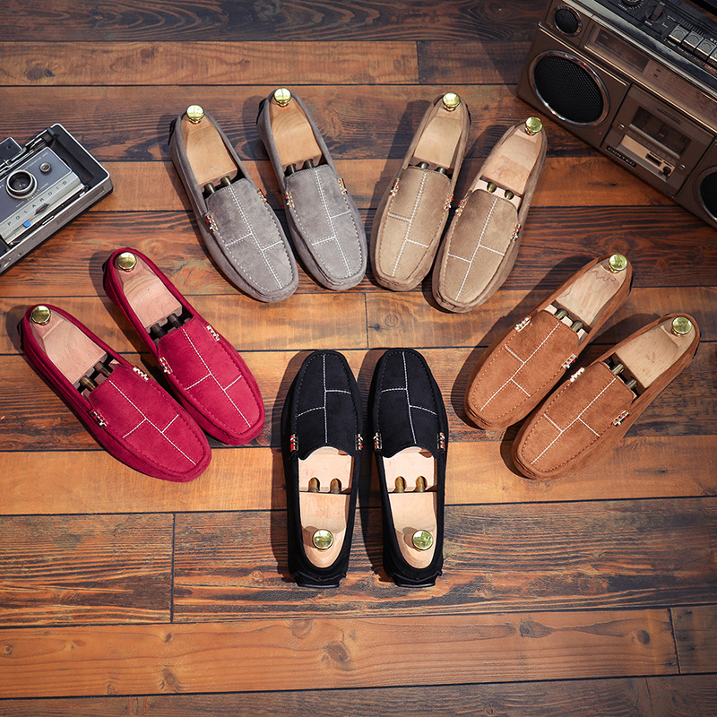Doudou chaussures de conduite décontractées en cuir britannique, chaussures paresseuses pour hommes_voghion.com