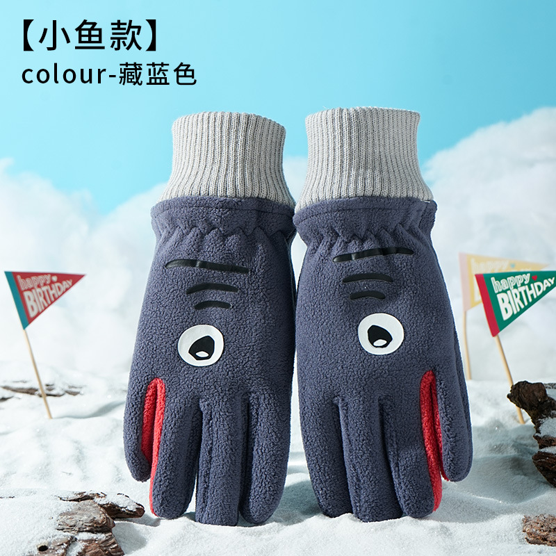 卸売子供用漫画柄滑り止め手袋、裏起毛厚手保温手袋、アウトドアスポーツ防水滑り止めスキー手袋