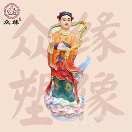 观音侍童善财童子神像 红孩儿小龙女极彩神像图片 树脂玻璃钢塑像