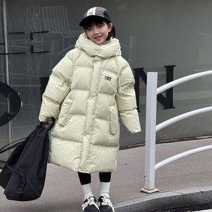 Children's Down Jacket 2024 Winter New Korean Style Girls Middle and Big Children Thickened Hooded White Duck Down Warm Jacket
