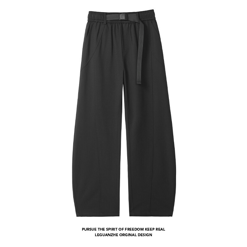 American Casual Scimitar Pants for Men Summer 2025 New Large Size Loose Straight Trendy Brand Wide Leg Sports Ice Silk Pants