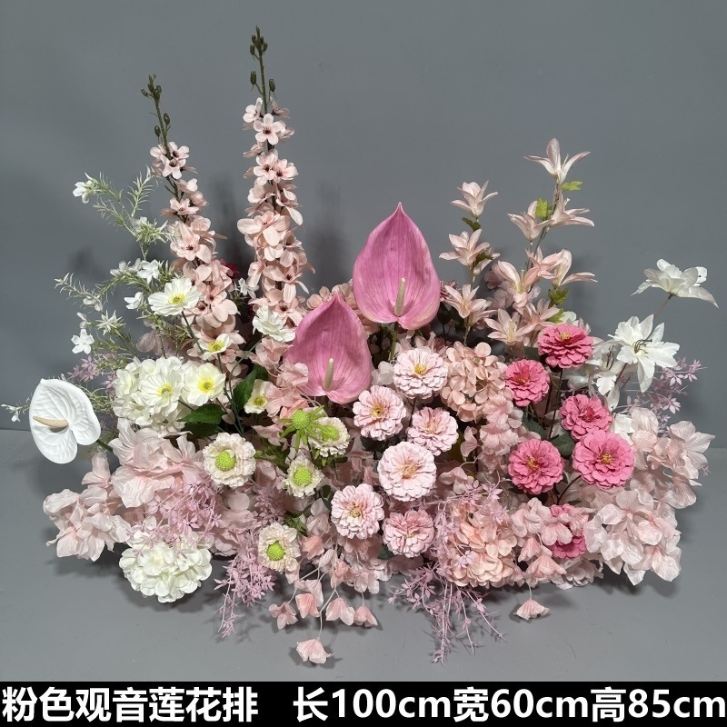 Flor de la boda de la flor Chiyeya rosa roja fila de orquídeas fila de flores bosque escena de compromiso decoración de la boda fondo de decoración