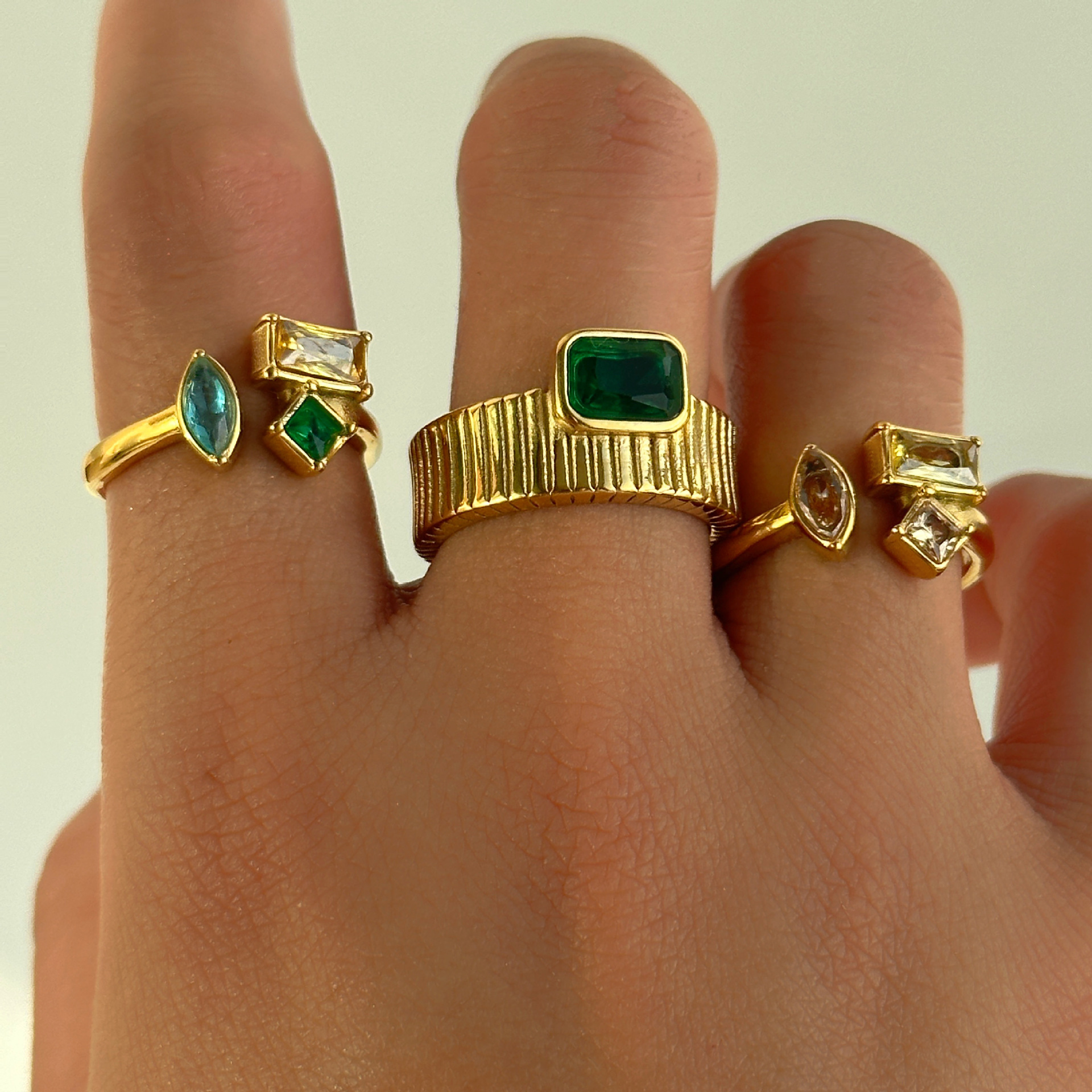 1 Piece Quantity Holiday Occasion Retro Square Metal Plating Inlay Zircon 18k Gold Plated Women's Rings