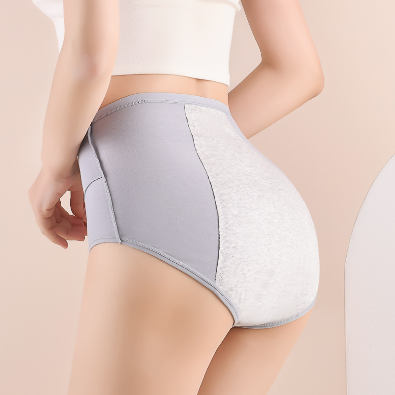 High waist cotton plus size women's physiological underwear female aunt menstrual period anti-side leakage physiological pants pure cotton breathable