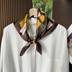 春季百搭時尚100%桑蠶絲絲巾女生高級感披肩韓版真絲70中方巾批發