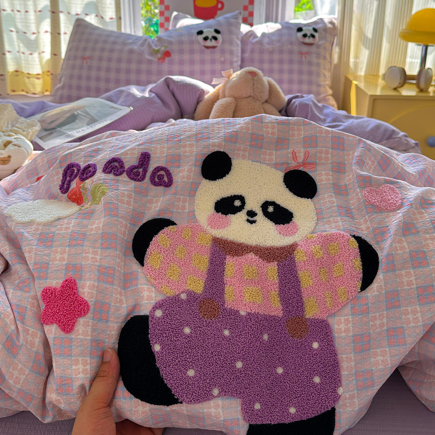 Madre y bebé clase A toallas de dormir desnudas bordadas de algodón puro cuatro piezas de cama sábanas super suaves cubierta cama dormitorio Kasa tres cuatro piezas de conjunto