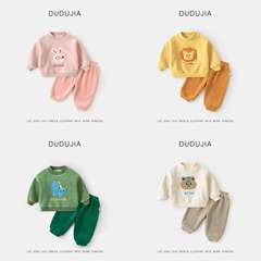 【力薦】嘟嘟家寶寶衛衣套裝秋款女童長袖長褲兩件套秋季兒童童裝