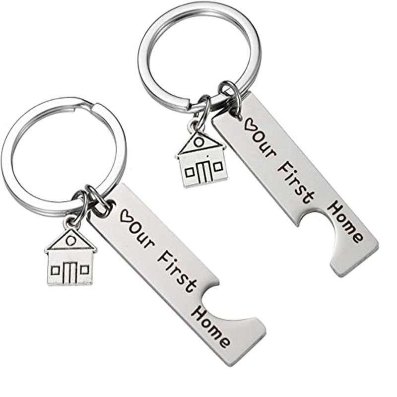 1 Jeu Style Simple Lettre Forme De Cœur Acier Inoxydable Polissage Unisexe Pendentif De Sac Porte-clés display picture 5