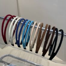 新款纯色简约百搭秋冬复古毛线针织发箍细边高颅顶洗脸压发头箍女