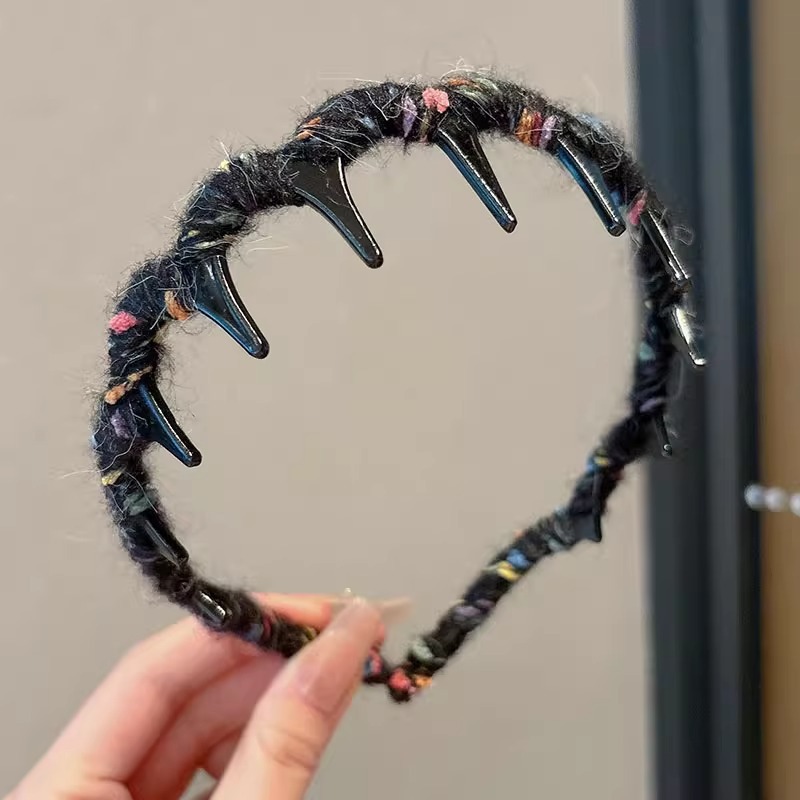 Peludo ondulado bandas de cabello 2025 nuevo alto cráneo bandas de cabello adornamiento de cabello otoño y invierno sensación de alta calidad temperamento retro clip para el cabello