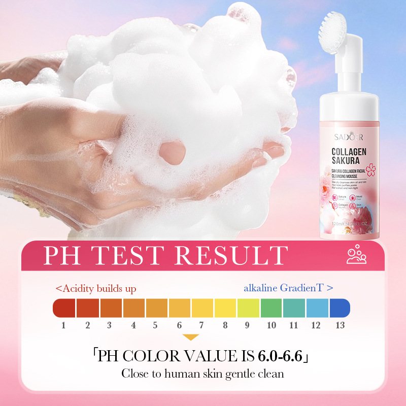 Mousse nettoyante transfrontalière en stock SADOER Sakura Collagen, mousse nettoyante hydratante, vente directe depuis l'étranger_voghion.com