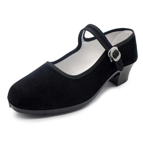 Yangko dance shoes, examination shoes for women, Tibetan ethnic dance, children's dance shoes, women's Northeastern Yangko dance high-heeled black cloth shoes, women