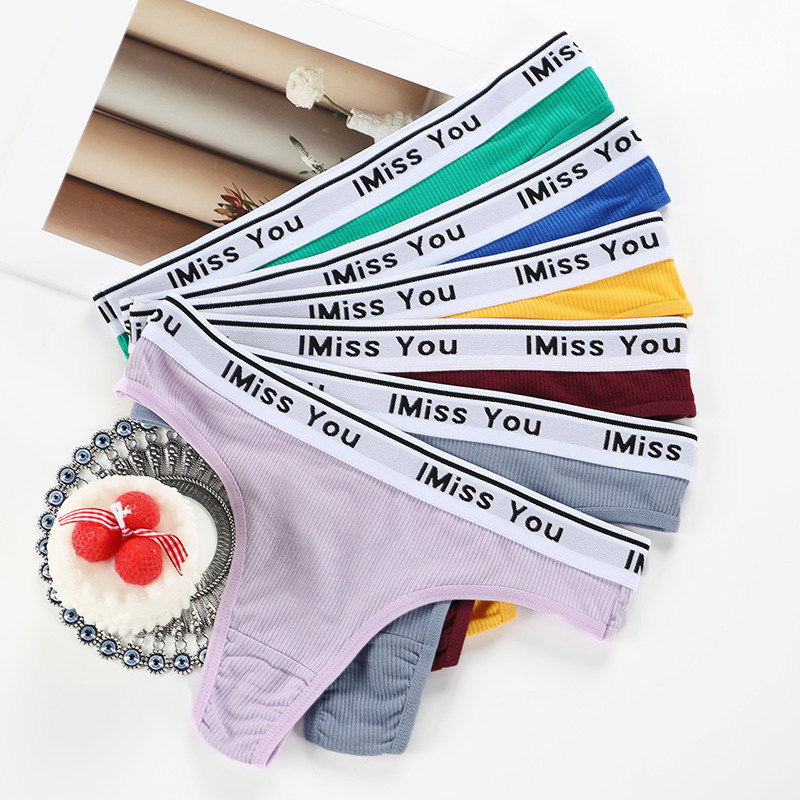 Cross-border Temushein Europe and US Ribbed Elegant Fashion Rayon Women's Thong Garter Low Waist Slimming