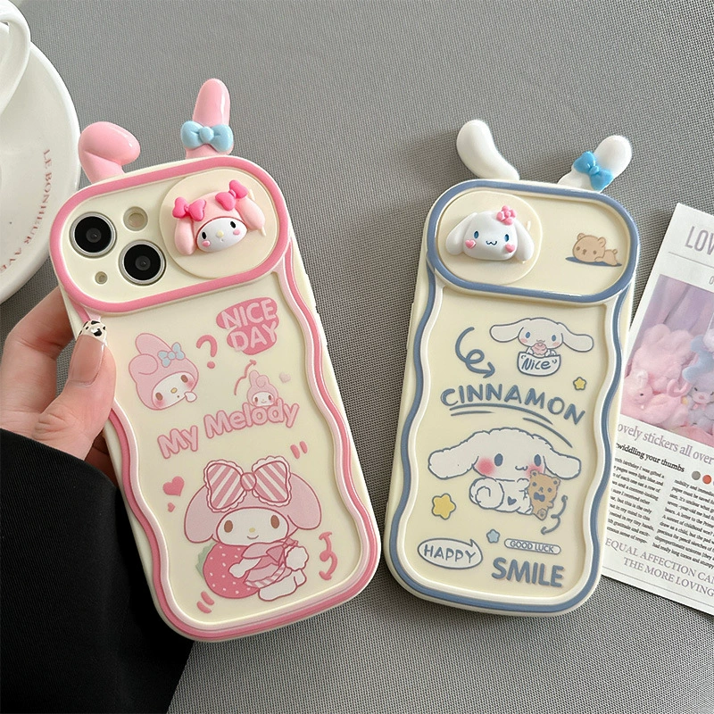 Чехол для телефона (серия Apple iPhone 11–16) с дизайном cartoon dog & cat, дизайн с окнами-переключателями