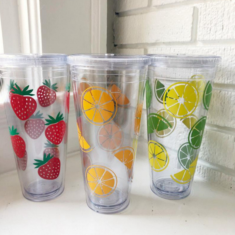 Suction cup double layer creative round flat lid plastic cup large capacity hand cup gift advertising cup custom logo