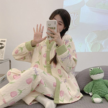 喜月秋冬夹层产后孕妇空气棉月子服女产妇哺乳居家加厚保暖两件套