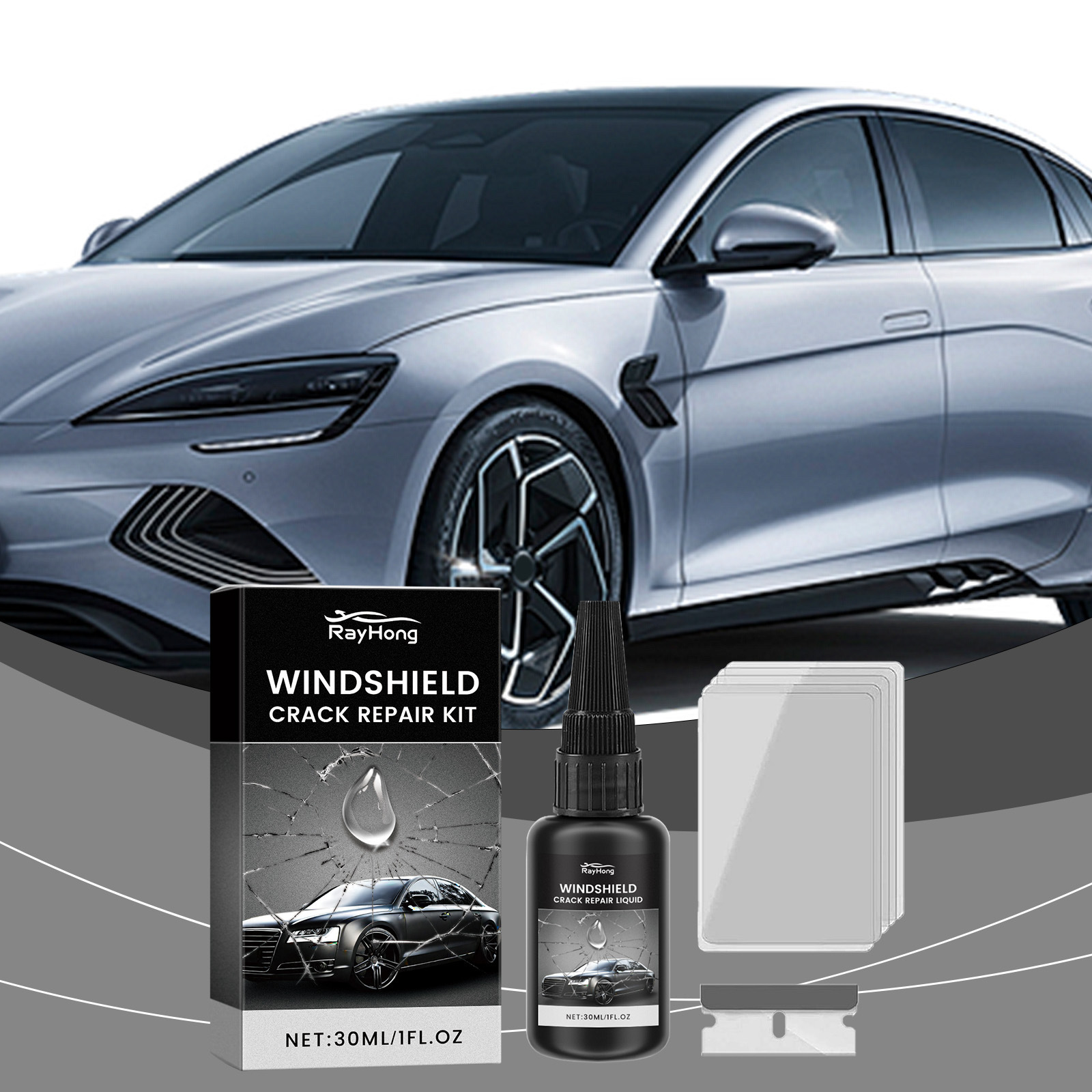 Rayhong Windshield Repair Glue Windshield Crack Scratch Repair Clear Vision Care Glue