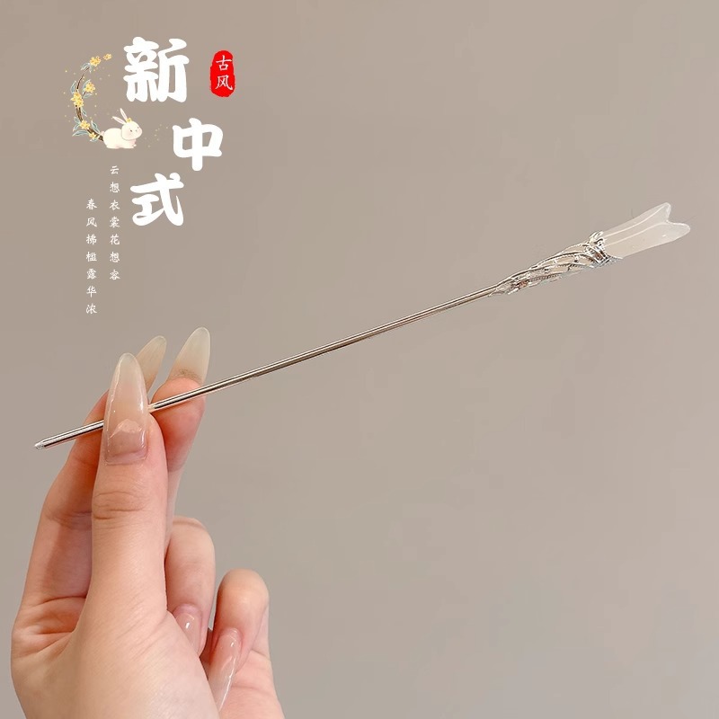 25 horquilla de vela de jade blanco - plata @