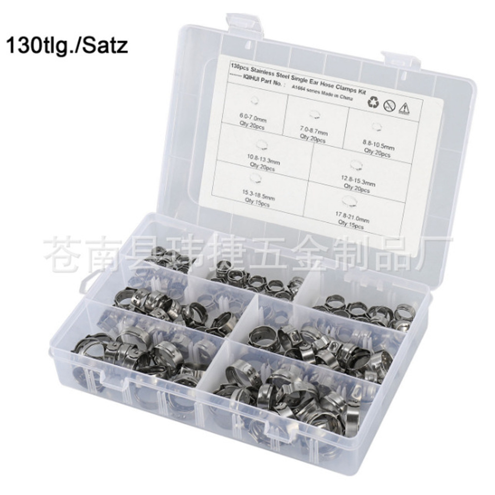 Cruz-frontera dedicado 130 unids caja de acero inoxidable 304 sola oreja no polar abrazadera de manguera abrazadera de tubo abrazadera traje