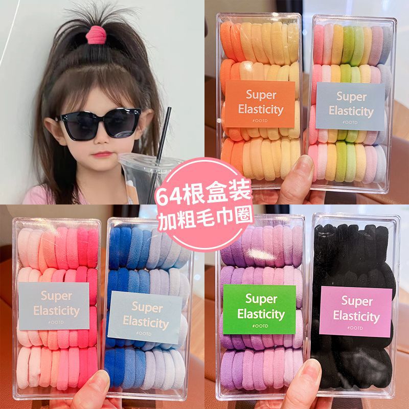 Niños de alta elasticidad no lesionan anillo de toalla de cabello niñas de color caramelo cuerda de correa de cabello bebé de cabello de cola de caballo alta tocado