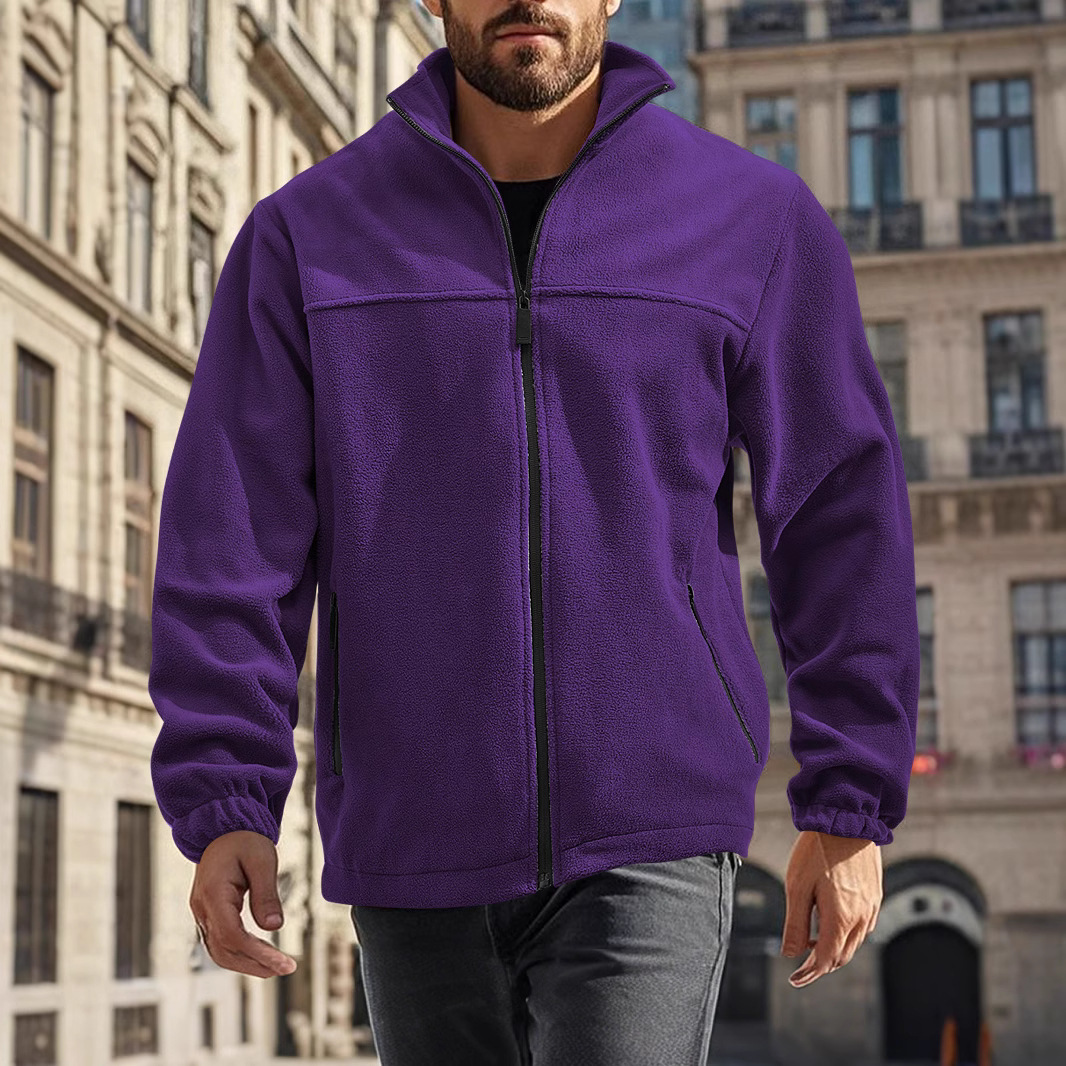Neue europäische und amerikanische Herren-Polarfleecejacke für Frühling, Herbst und Winter 2026, Outdoor-Jacke mit Reißverschluss und Stehkragen_voghion.com