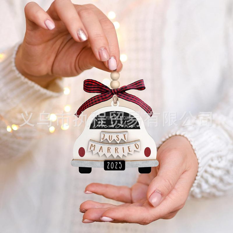 跨境爆款亚马逊趣味圣诞装饰品婚礼车Jingle My Bell圣诞礼物木质|undefined