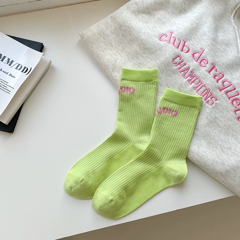 Т socks (Trend) японский стиль, пряжи комбо хлопок средней длины, универсальный размер