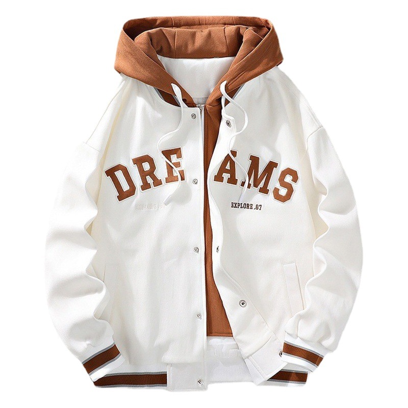 NASA nombre conjunto primavera y otoño chaqueta de los hombres sueltos casuales más tamaño gordo de los hombres chaqueta de béisbol de invierno forrado de lana