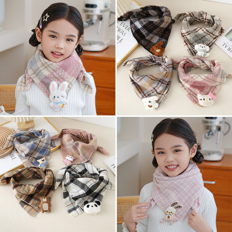2025 Autumn and Winter Children's Triangle Scarf Korean Style Girls Boys Windproof Warm Scarf Baby Baby Triangle Scarf