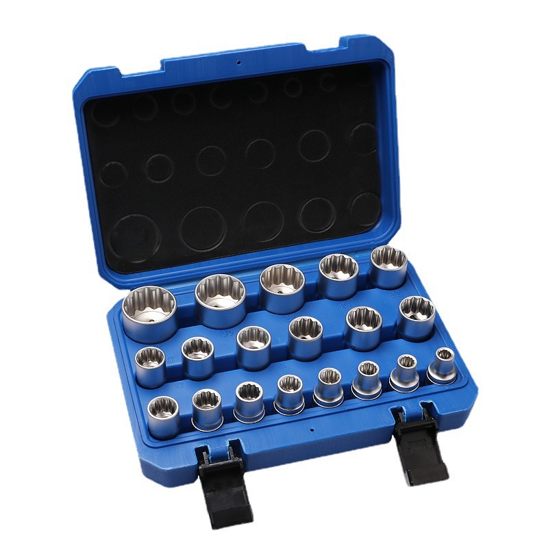 新款汽修 21件套十二角齿轮锁套大飞1/2套筒组套铬钒钢 特价