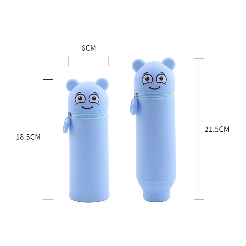 2025 nuevo portalápices de silicona de dibujos animados linda forma de animal redondo recto portalápices tubo de almacenamiento de papelería para estudiantes